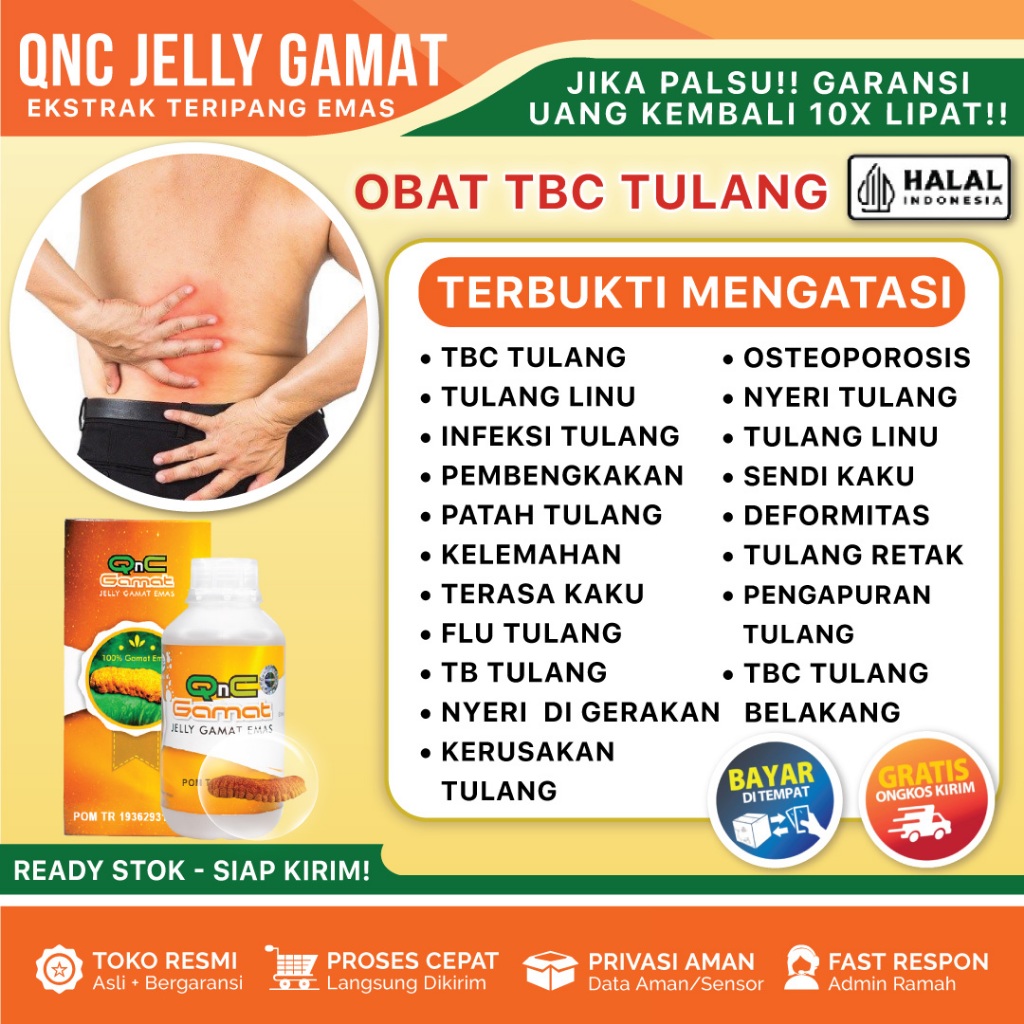 Obat TBC Tulang, Herbal Tb Tulang, Obat Infeksi Tulang Belakang - QnC Jelly Gamat Emas - BISA GOSEND