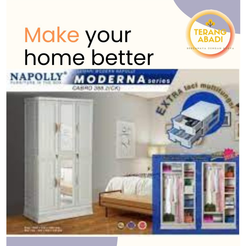 [PROMO] lemari Napolly Cabro 3 pintu/ Lemari Napolly Jumbo 3 Pintu/ Napolly Cabro 388 ck