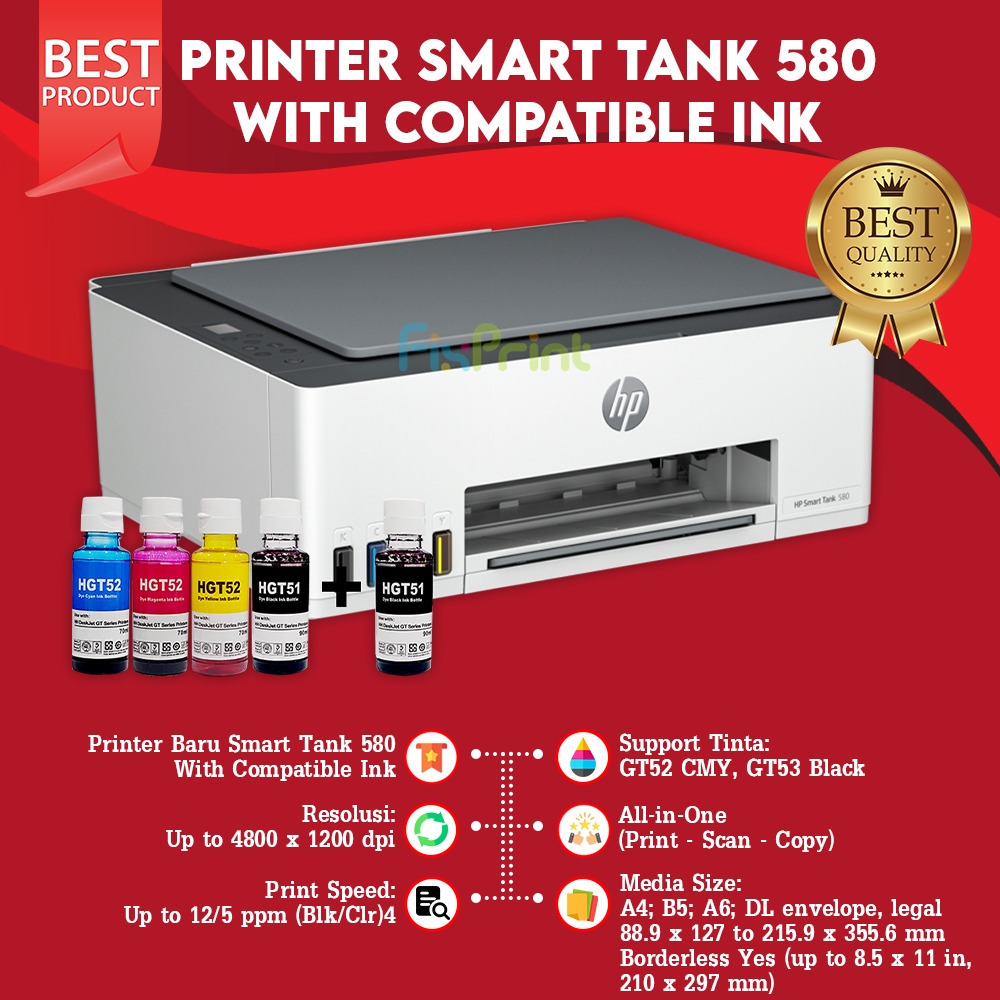 HP Smart Tank 580 All In One Wireless Printer Print Scan Copy Printer HP 520 Print Scan Copy