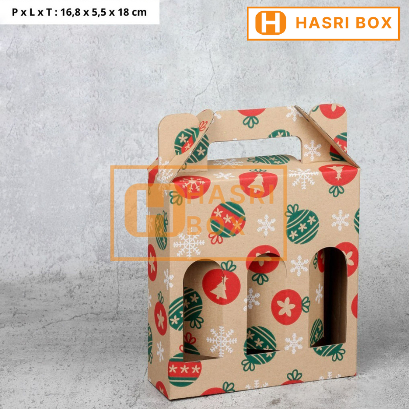 

(10 pcs) Dus Botol Juice Kopi 250ml isi 3 Natal Box Kemasan Botol Almond Hampers Parsel Merry Christmas