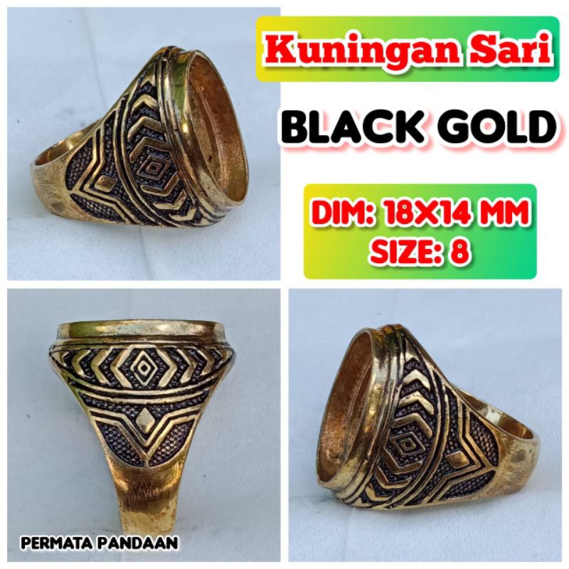 Emban batu akik dan permata Kuningan perunggu.20