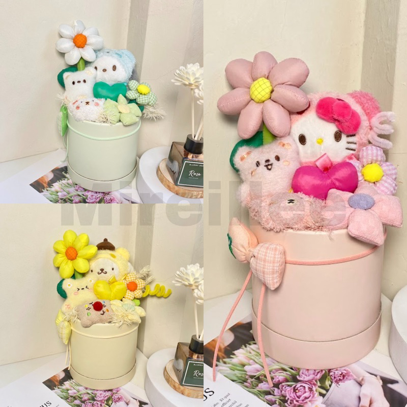 

[NEW - LIMITED] buket boneka bunga dalam box - bouquet boneka kado valentine ulang tahun wisuda sidang nikahan - premium buket boneka - hadiah pacar - hadiah sidang sanrio kitty pompompurin melody cinnamonroll