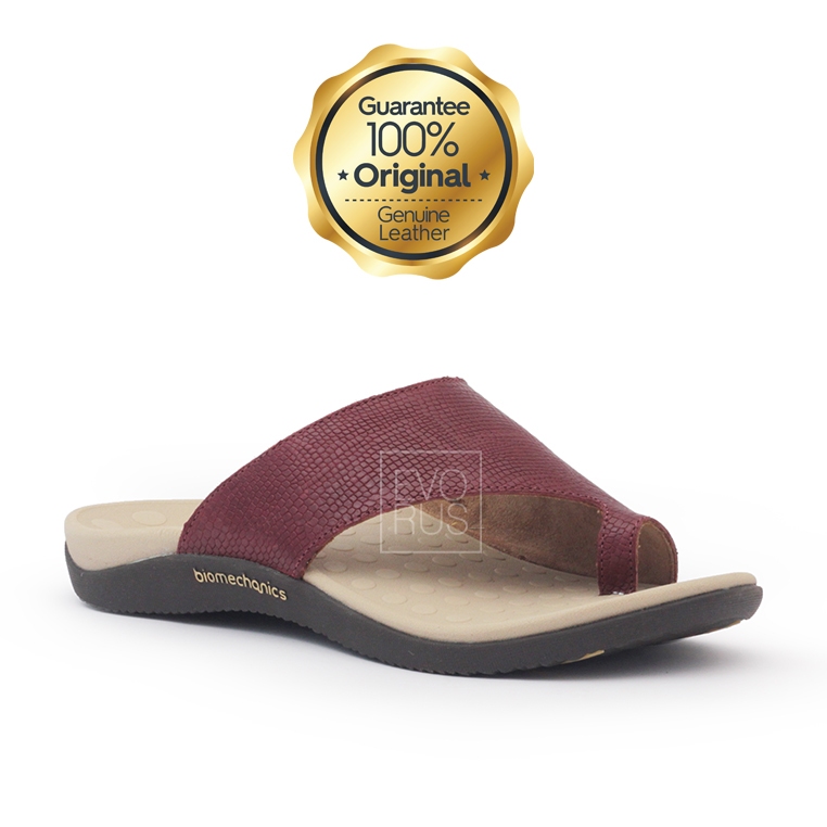 Sandal Scholl Biomechanics MRC7 Arch Support ORIGINAL - Maroon Genuine Leather Sendal Kesehatan Flat