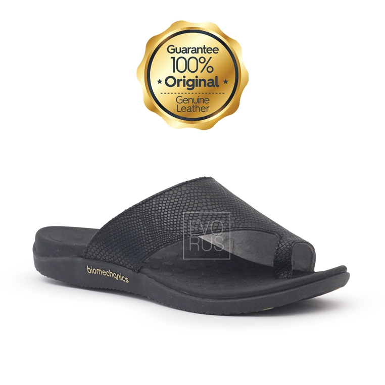 Sandal Scholl Biomechanics BLC7 Arch Support ORIGINAL - Black Genuine Leather Sendal Kesehatan Flat 