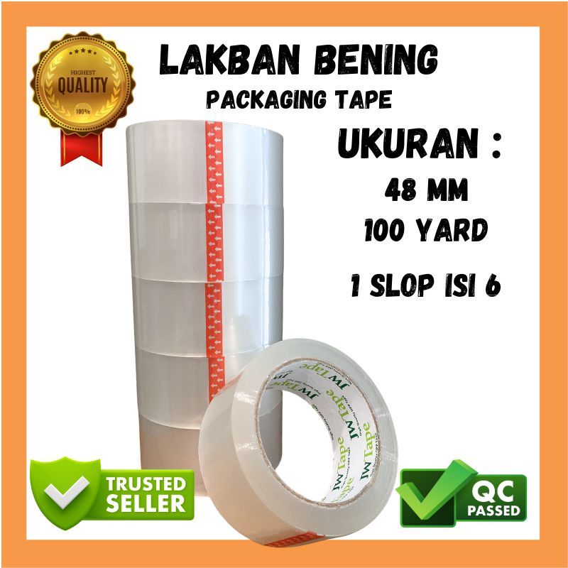 

Lakban bening/OPP Tape Merk JWTape 48 MM X 100 YARD Murah dan berkualitas