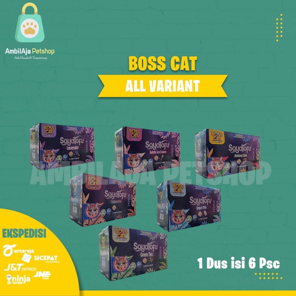 BOSS CAT - Pasir Kucing Boss Cat Tofu Soya 1Dus isi 7Liter x 6 Bags