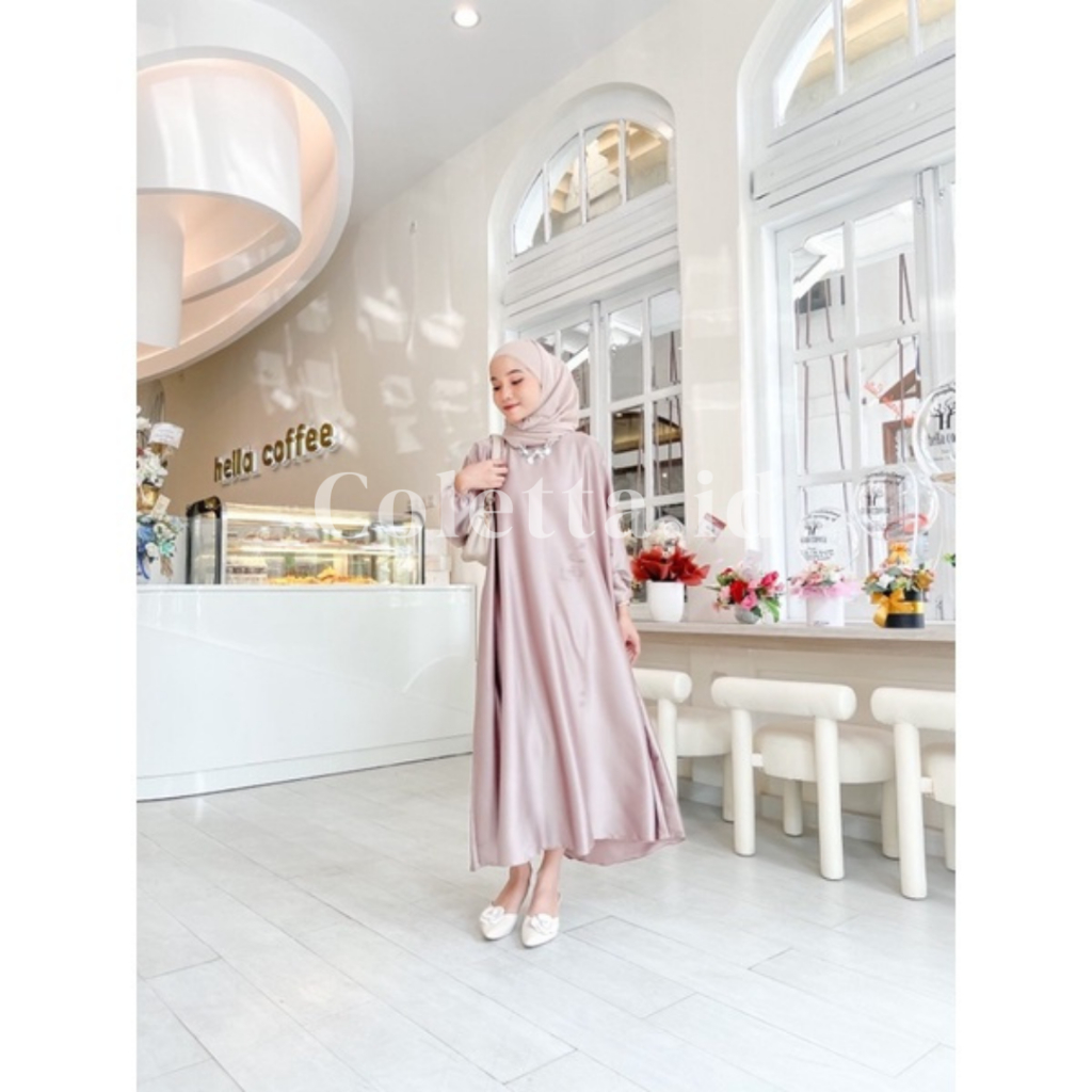 Gamis ZENIA Gaun Baju Wanita A Line Bodycon Maxi Casual Style Dres Gamis Korean Lengan Panjang/pende