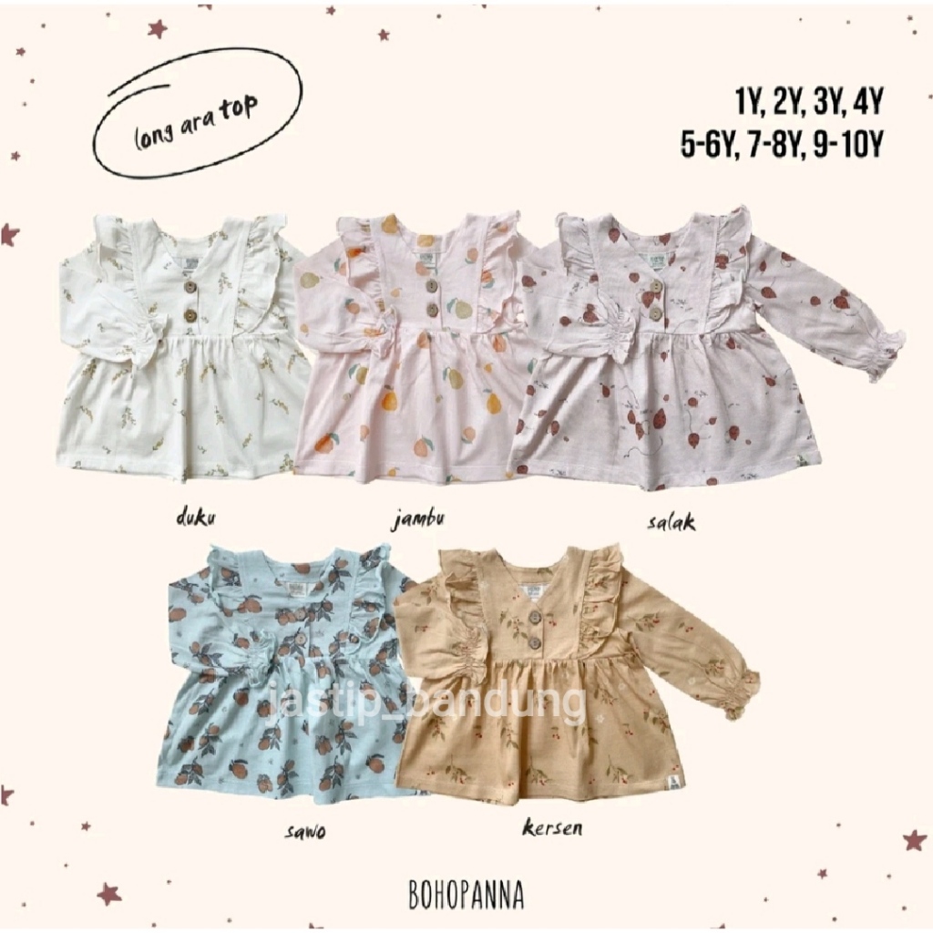 Bohopanna Long Ara Top Kersen / Bohopanna Long Ara Top Sawo / Long Ara Top Bohopanna / Baju Long Ara