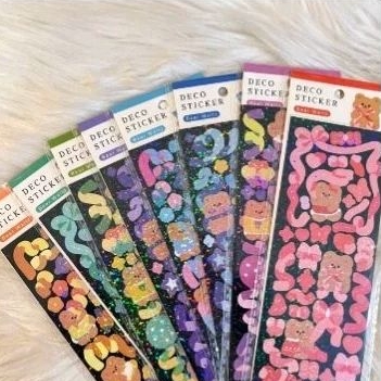 

KOREAN STICKER BEAR WALTZ CONFETTI HOLOGRAM PASTEL COLOR STIKER TEMPEL DECO DECOR