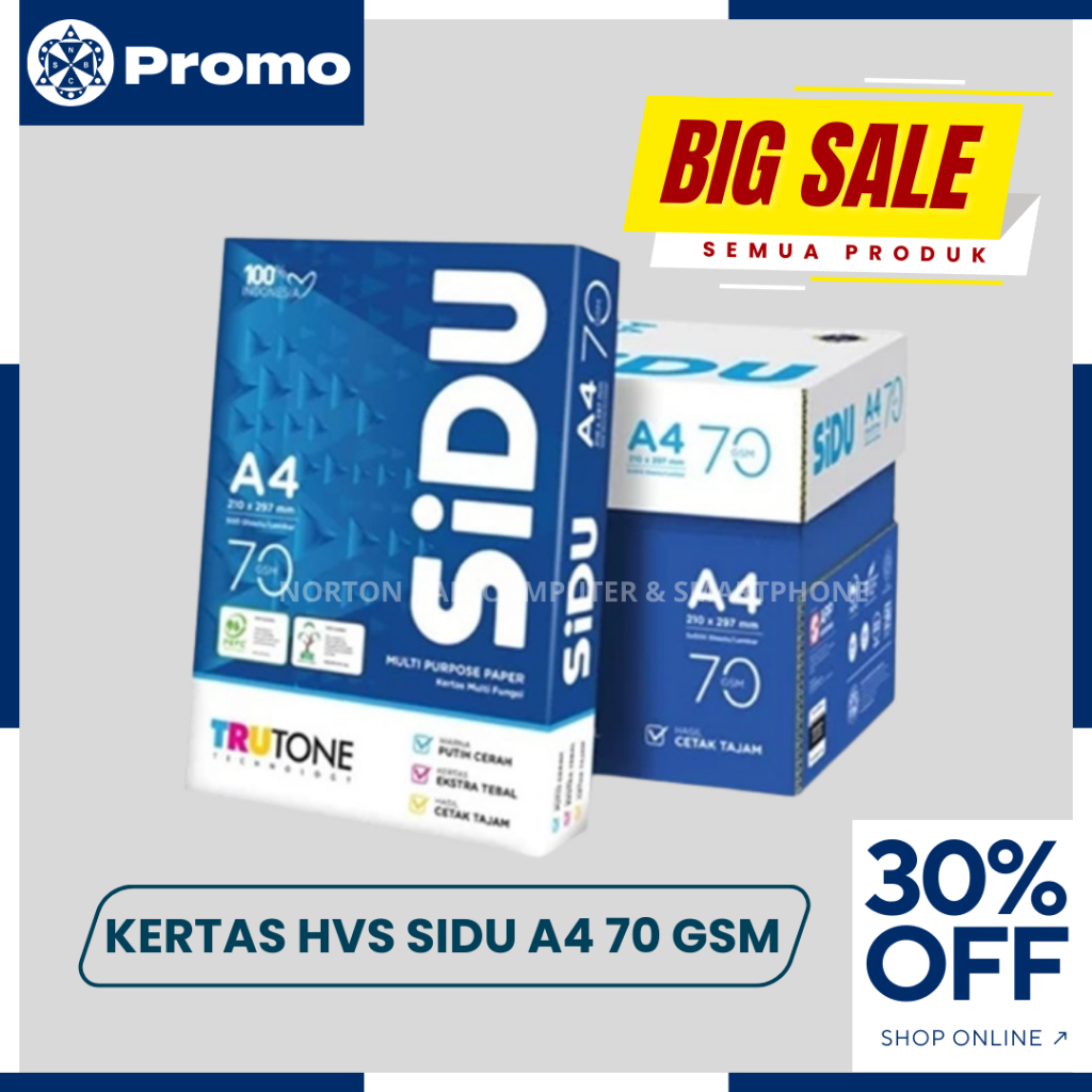 

Kertas HVS untuk kantor Merek Sinar Dunia A4 70 GSM 1 Rim 500 Sheet