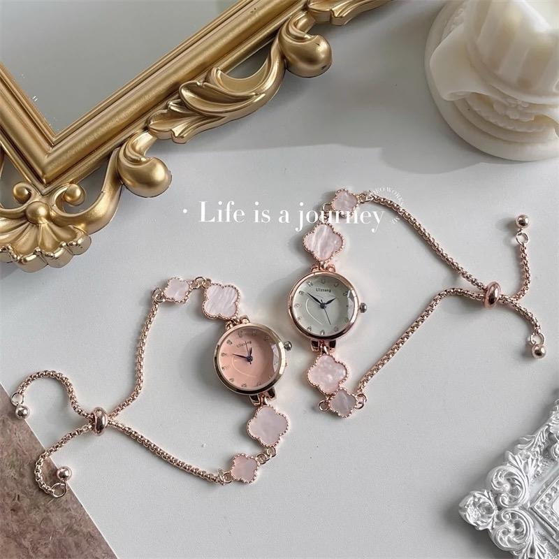 ULZZANG  - Jam Tangan Serut Ulzzang Rantai Clover 03 Jam Tangan Fashion Wanita