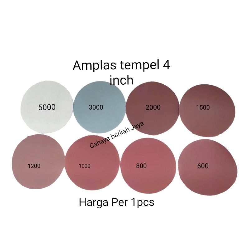 Amplas Bulat Velcro Tempel Gurinda 4 inch/ Grit -600 800 1000 1200 2000 3000 5000- 1PCS