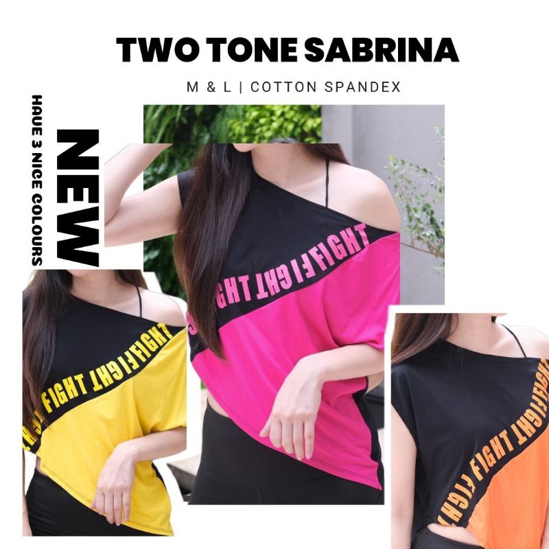 Baju senam sabrina tone pink kuning orange atasan obic zumba