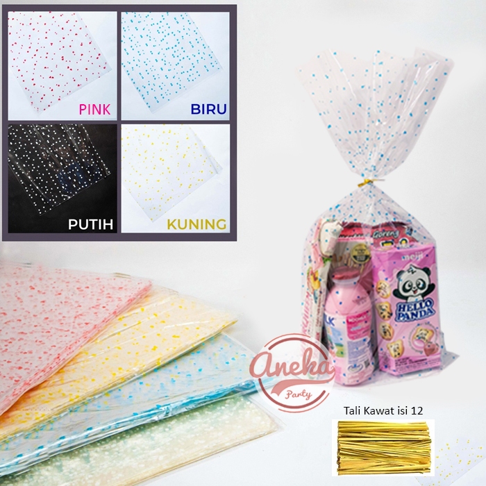 

plastik snack motif bintik / plastik parcel bintik souvenir / plastik bingkisan ulang tahun