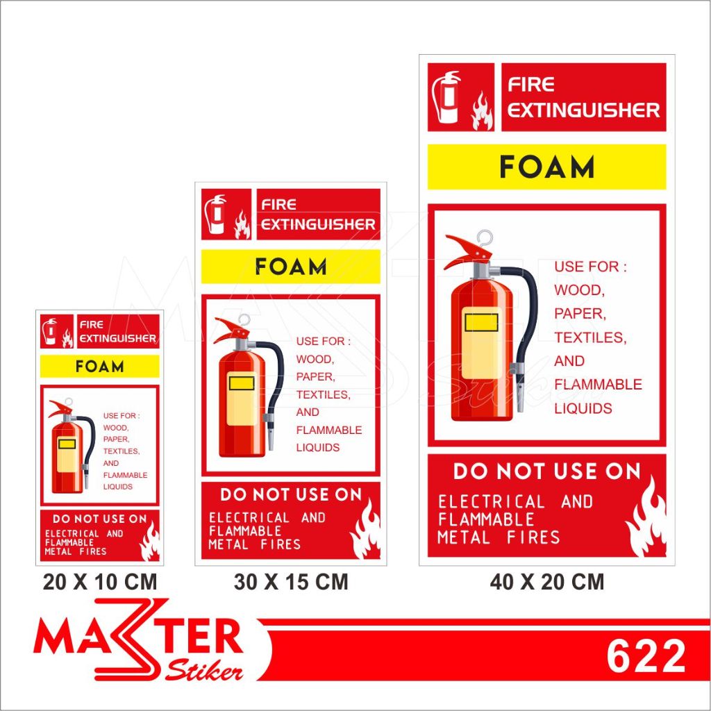 

622 - Stiker Rambu K3 Fire Extinguisher - Foam, Sticker Vinyl, Tahan Air, Bisa Custom