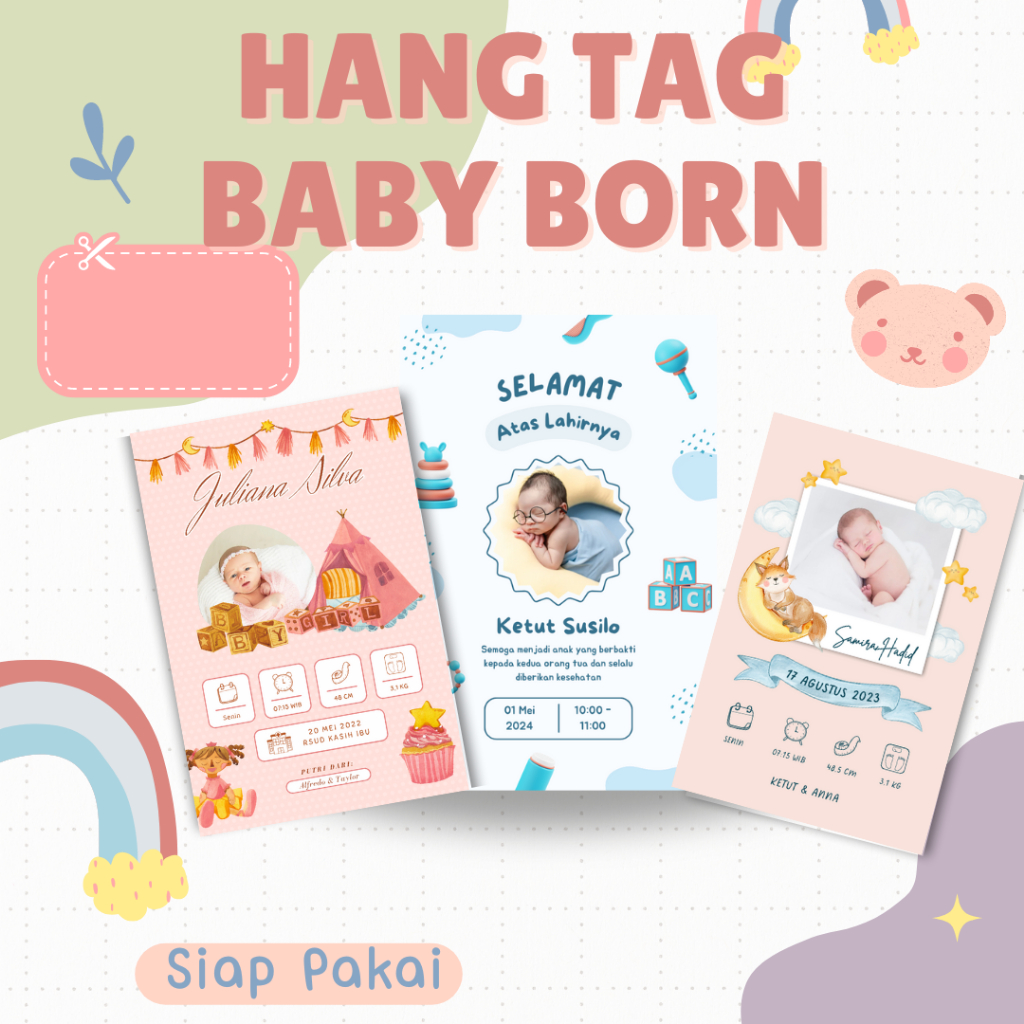 HangTag BabyBorn/Hang Tag souvenir/hang tag kelahiran