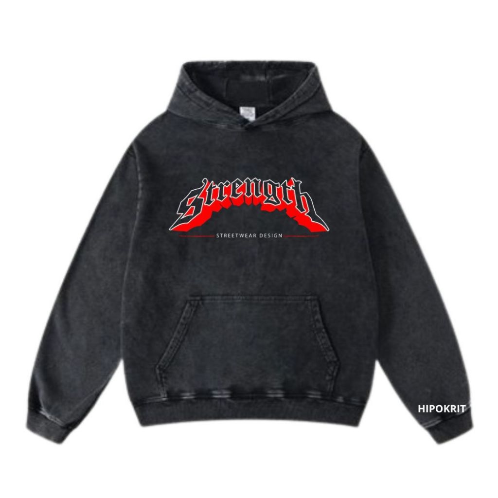 Sweater Hoodie Black Washing Strenght