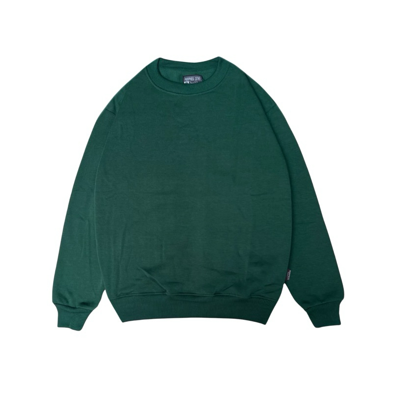 PHOMPPHIESS Crewneck Polos Hijau Botol Sweater Polos Pria Wanita