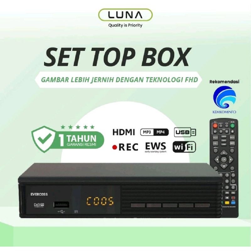 Luna x Evercoss set top box TV / STB wifi bisa youtube