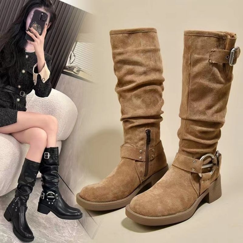 Gratis Ongkir Boots Wanita B03 Sepatu Winter Boots Leather Panjang Sebetis Kulit Wanita