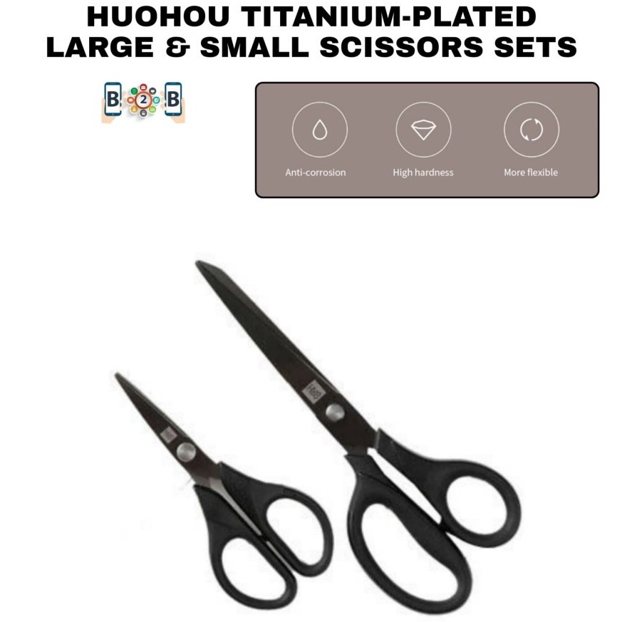 

HUOHOU TITANIUM PLATED SCISSORS SET Gunting 2pcs ART V6B1