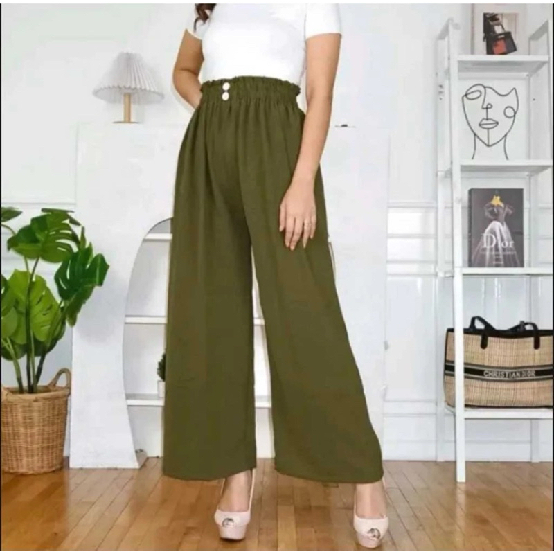 CELANA KULOT JUMBO WANITA CRINGKEL KANCING 2 UKURAN JUMBO XL-XXL MUAT SAMPAI BB 100 KG/ CELANA PANTS