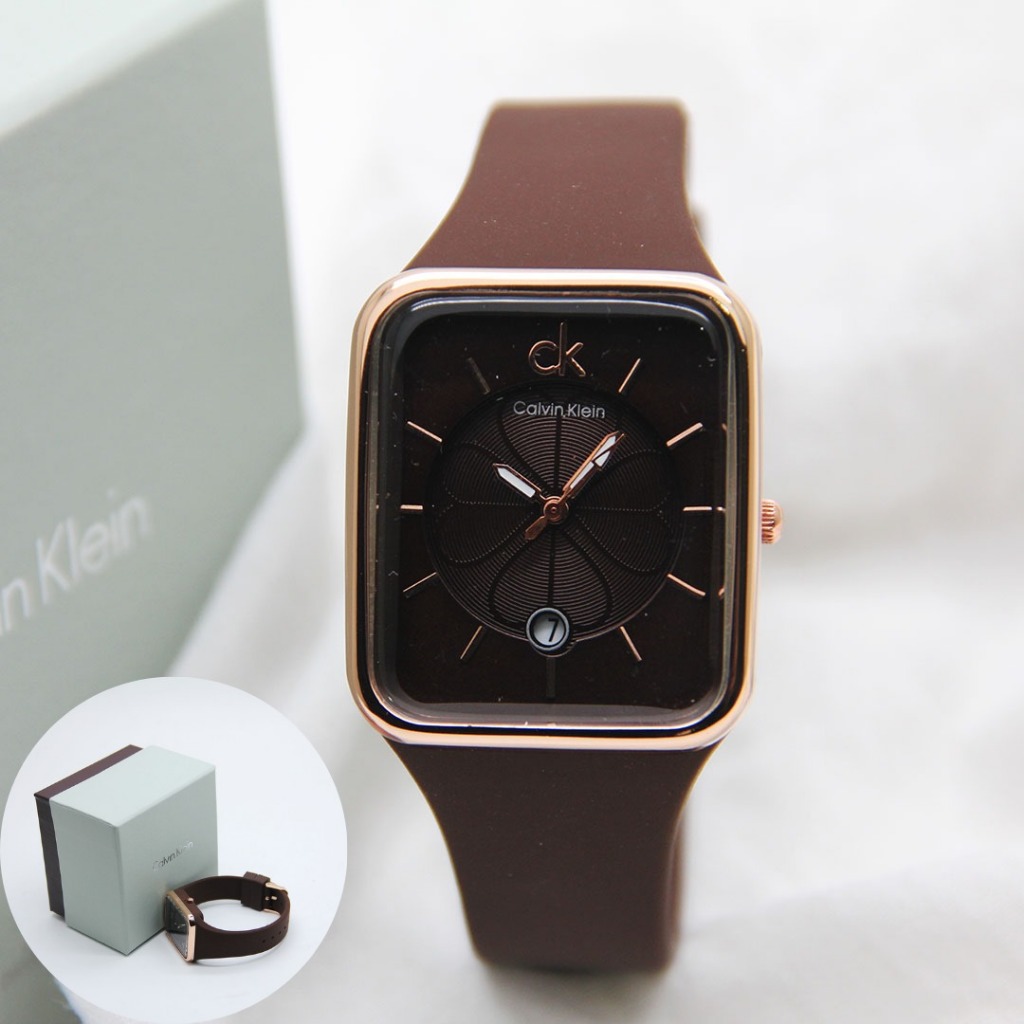 Jam Tangan Wanita CK9 Tali Rubber Body Segi Tanggal Aktif Box Exclusive