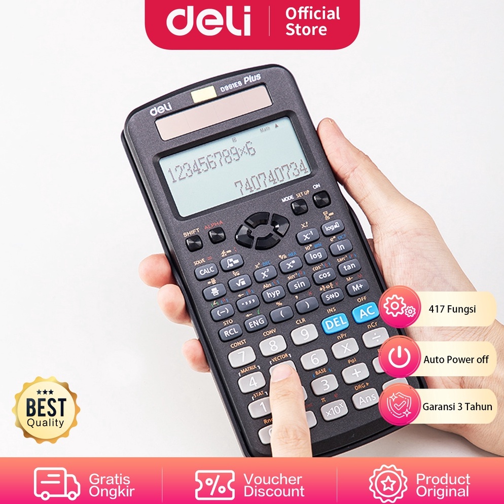 

Deli Kalkulator Saintifik Scientific Calculator 417 Function 17 8 2mm 5g ED991ES ART K2O9