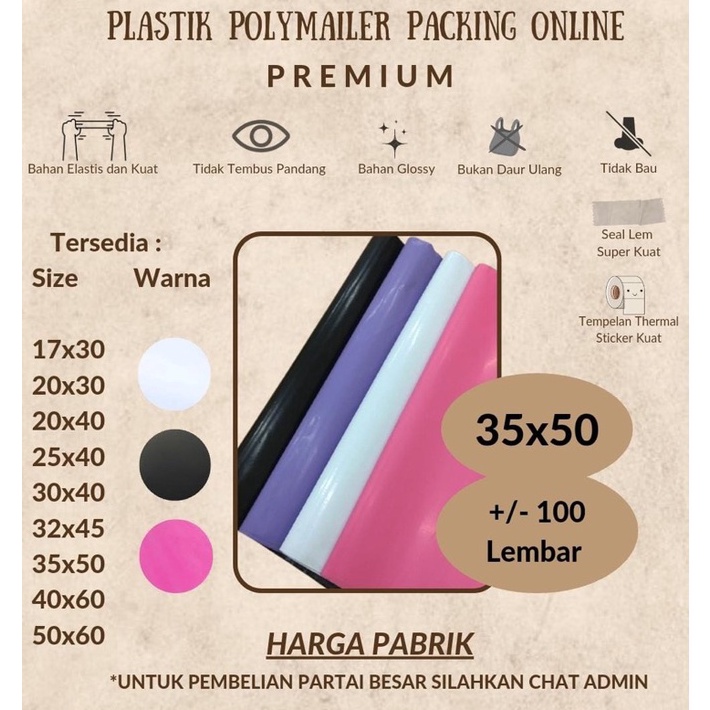 

PREMIUM Polymailer 35x5 Polymailer Pink 35x5 1 lbr Hitam Putih 35 x 5 Amplop Plastik Packing Olshop Glossy Polymailer Putih Polymailer Hitam Elastis ART G7L7