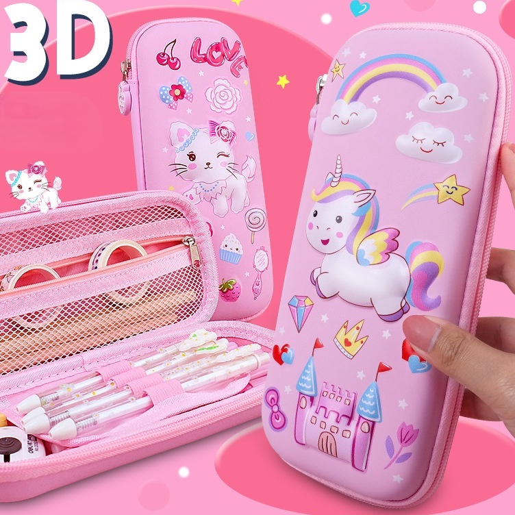 

3D Unicorn Tempat Pensil Motif Kartun Bahan EVA Untuk Anak Perempuan Besar Untuk Hadiah Ulang Tahun Anak Kotak Pensil Case Anak Kotak Pensil Unicorn ART B4T1