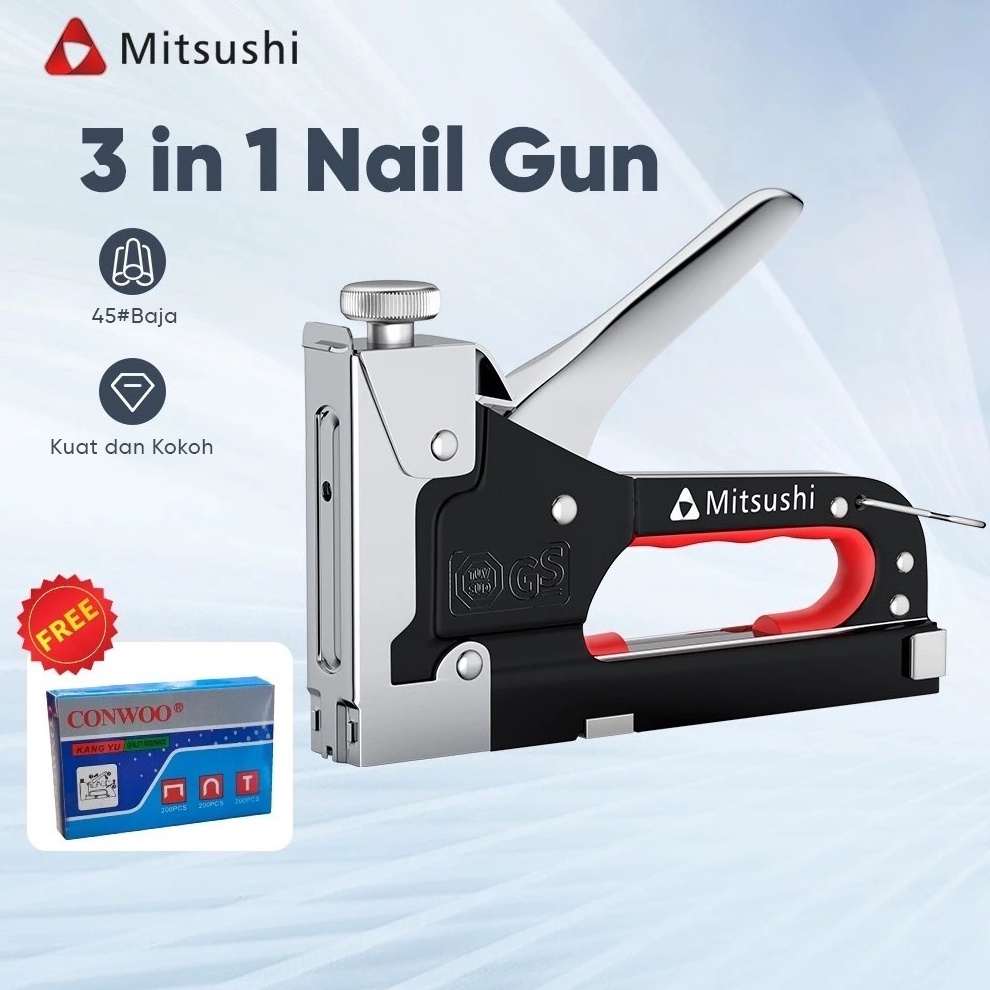 

Mitsushi 3 In 1 Stapler Gun Staples Tembak Gun Tacker Powerfull Pistol Stapler Gratis 6 Staples ART B6G3