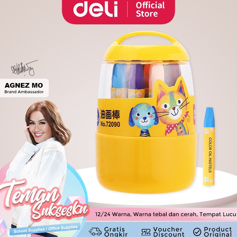 

Deli 24 warna oil pastel desain Barrel mudah untuk diambil dan ditempatkan 7292 ART Q8B6