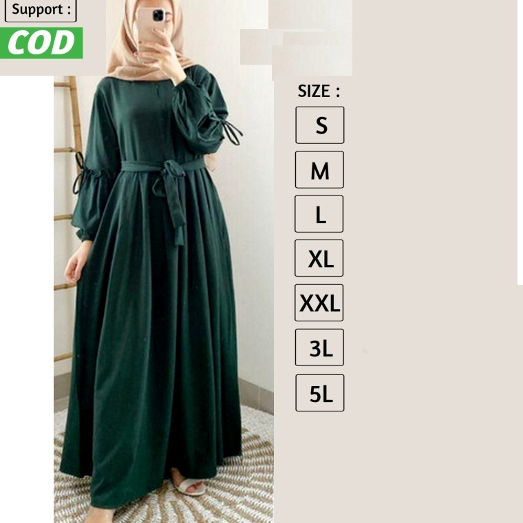 Belia Dress Maxi // Gamis Hijau Botol Jotol Super Jumbo 2XL 3XL 4XL 5L LD 120 130 140 Murah Terbaru 