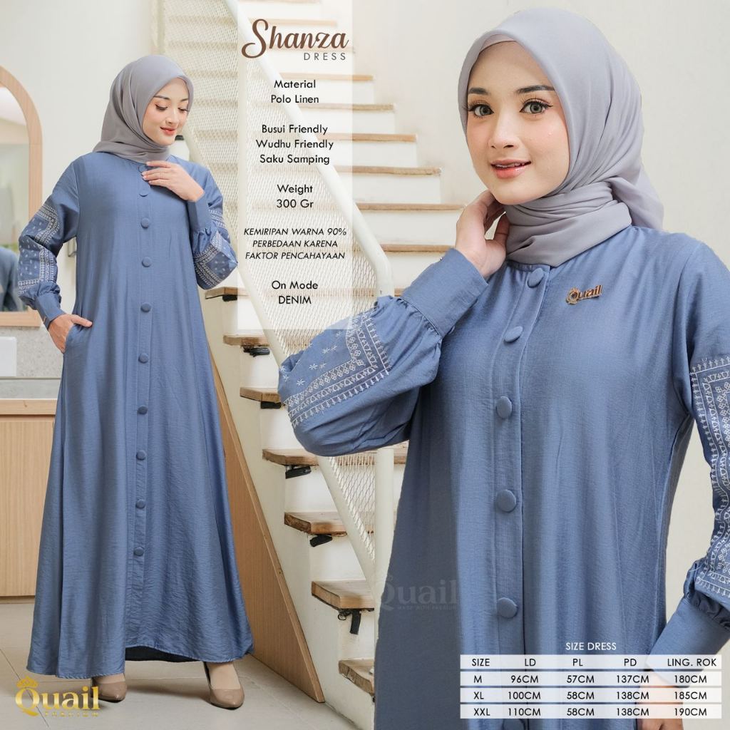Quail Hijab - Shanza Dress Bordir Gamis Premium Butik | Baju Kondangan-2