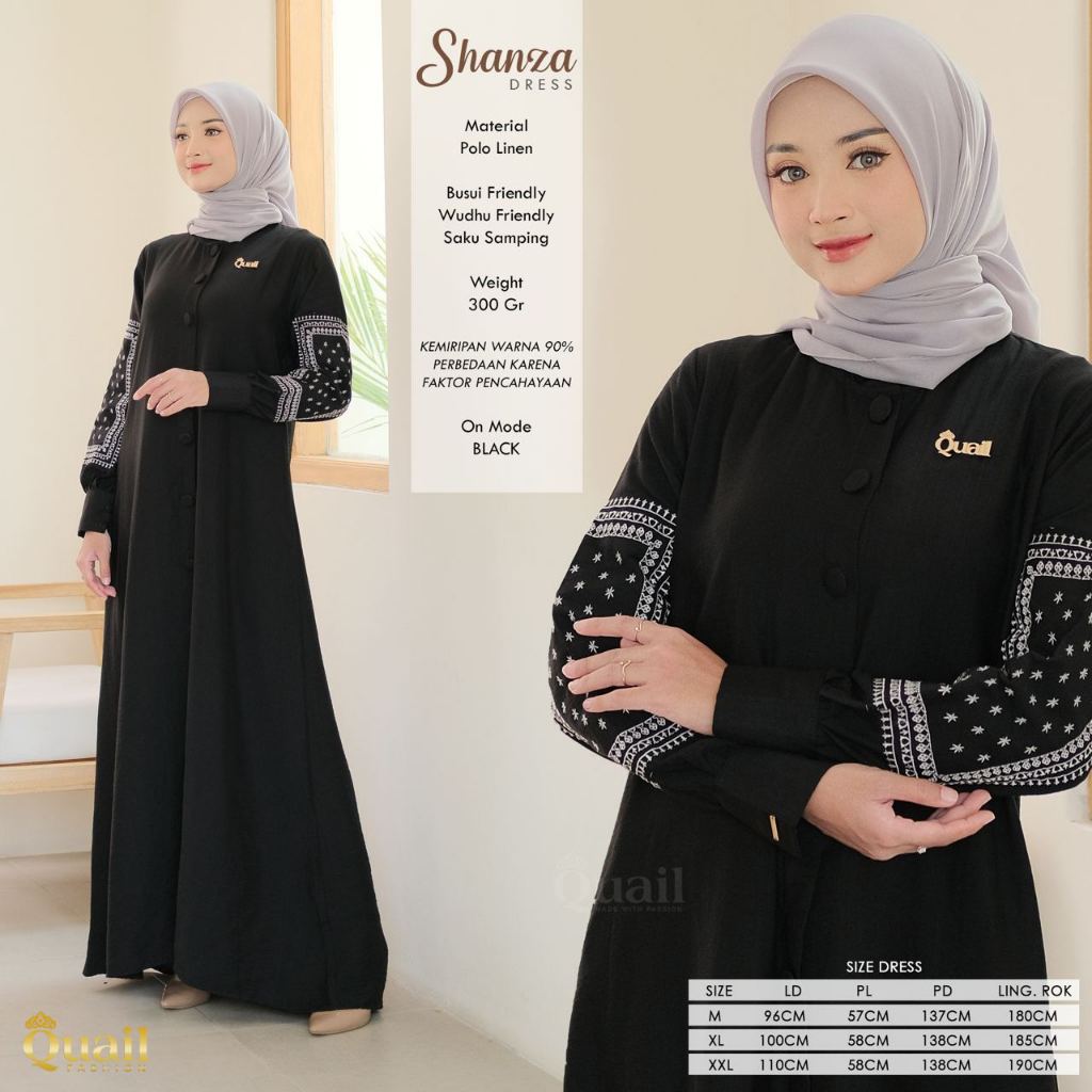 Quail Hijab - Shanza Dress Bordir Gamis Premium Butik | Baju Kondangan