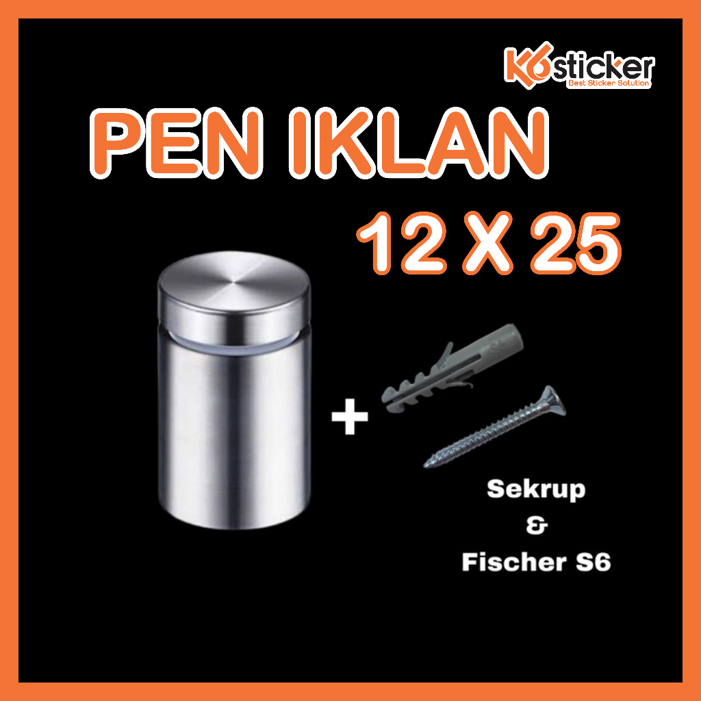 PEN IKLAN 12x25 STAINLESS / SIGNBOARD / BAUT AKRILIK 12x25