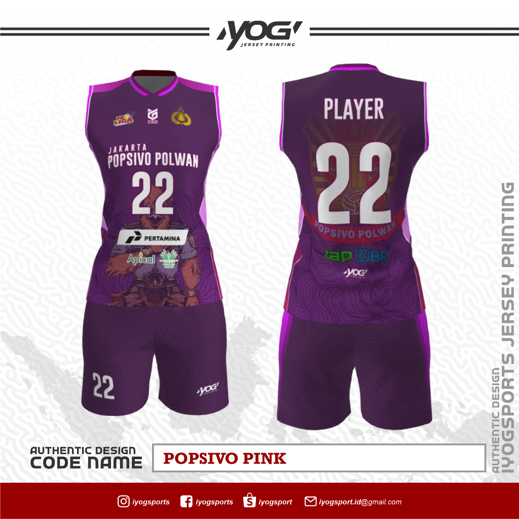 JERSEY TANDING POPSIVO (UNGU) PROLIGA 2024 PREMIUM - PREORDER [ BISA CUSTOM NAMA & NOMOR  | BAJU VOL