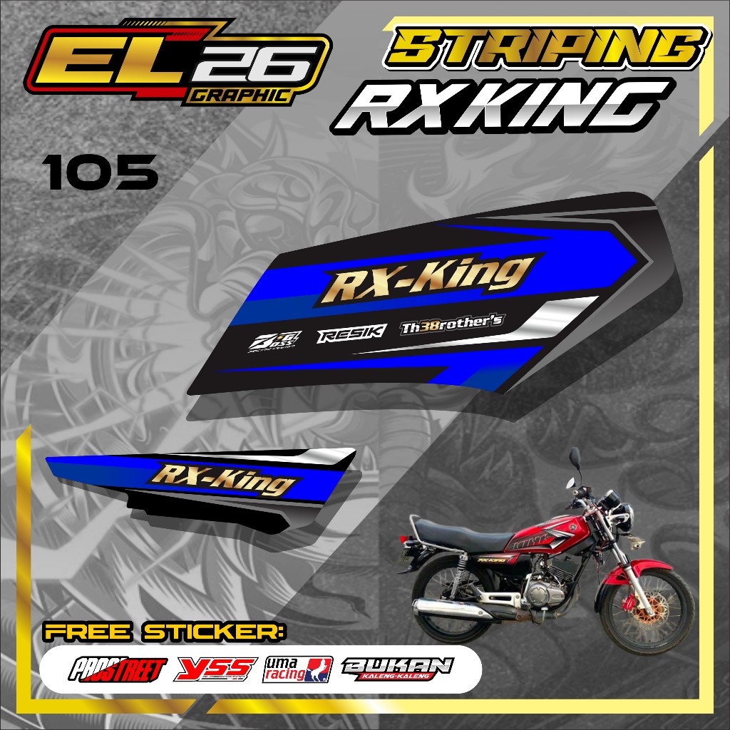 105 STICKER STRIPING YAMAHA RX KING - STRIPING YAMAHA RX KING MOTIF ABSTRAK LINE RACING