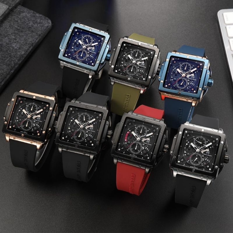 EVANS JAYDEN 9582 Jam tangan Pria Analog strap Rubber Original