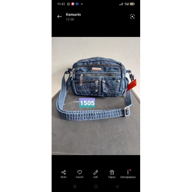 Tas slempang jeans wanita or garnet