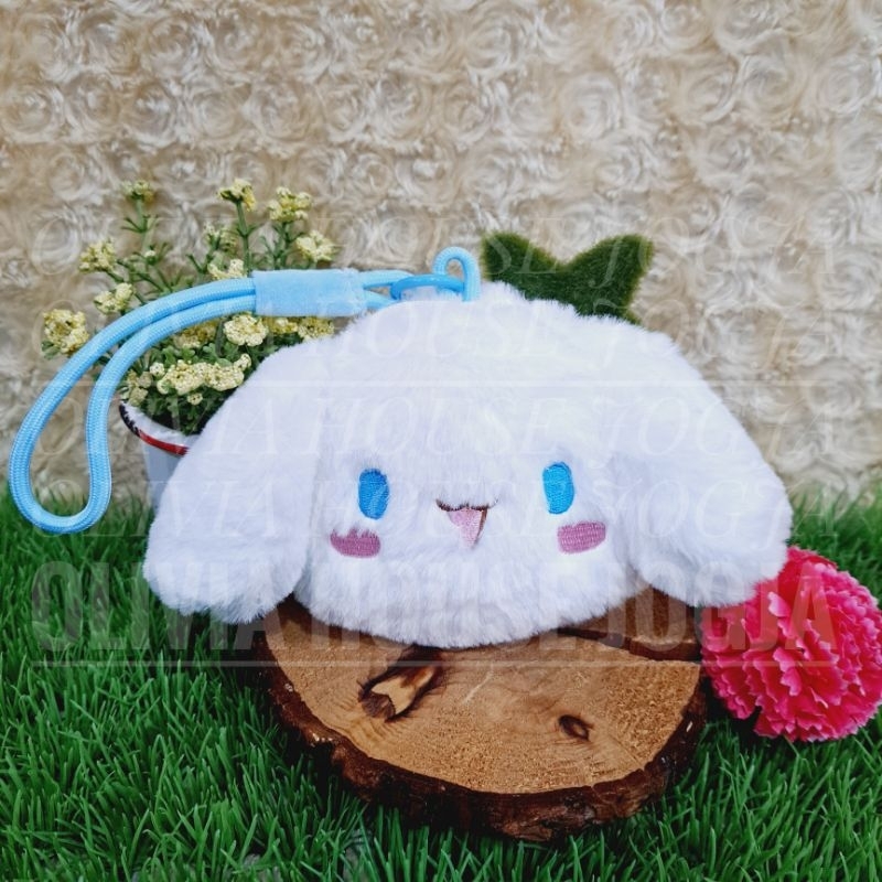 Dompet Koin Bulu Kepala Cinnamoroll Tali Gantung Pouch Coin Cinnamoroll Putih Dompet Tali Cinnamorol