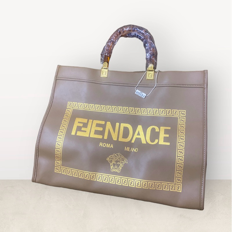 RARE Versace X Fendi Fendace Collaboration Sunshine Shopper Tote bag