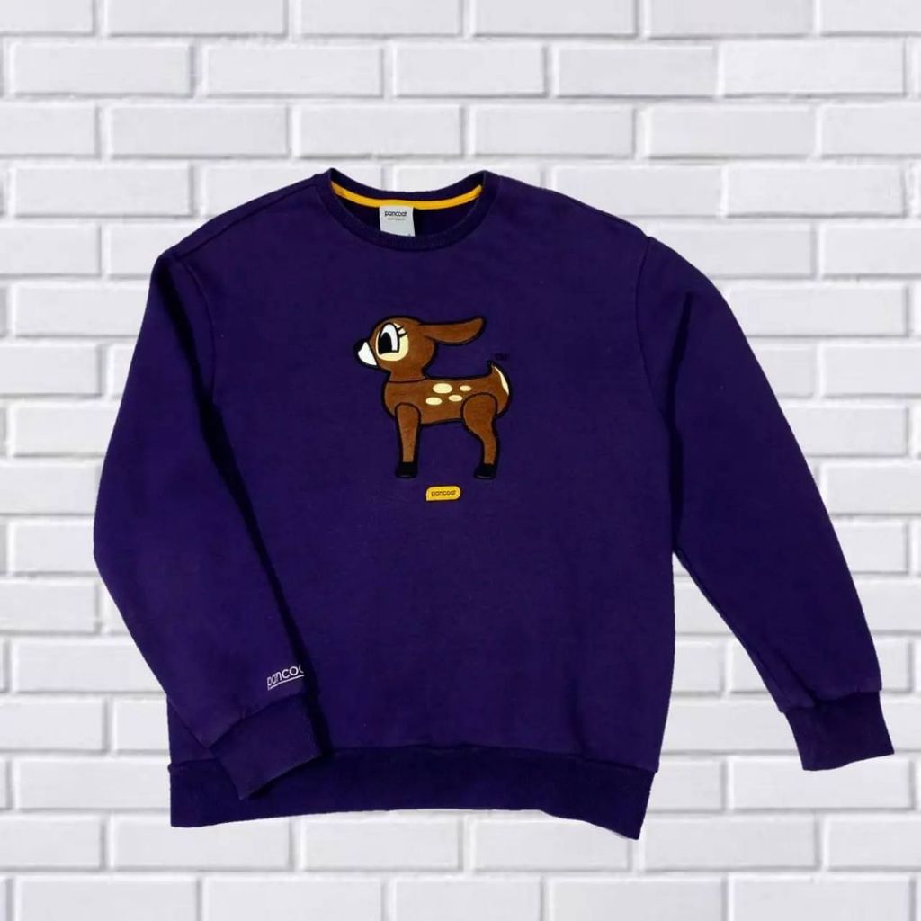 CREWNECK PANCOAT DEER, UNGU, SIZE S FIT M (SECOND BRANDED) CN0018