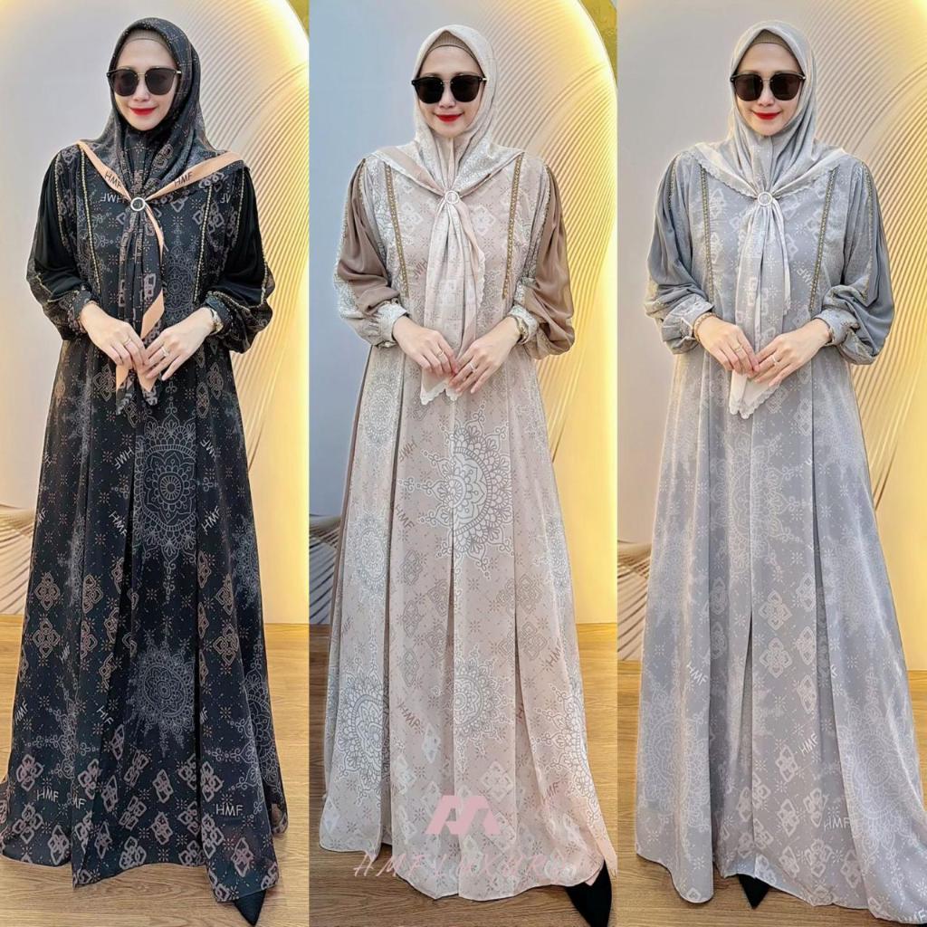Baju Gamis Wanita Safira set hijab by HMF Luxury Safira Dress