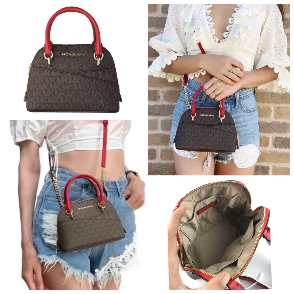 Tas MK JST XS Dome X chain satchel crossbody flame sz 18.5x13.5x7.5cm