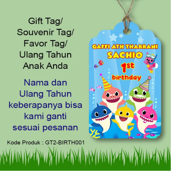 

SOUVENIR GIFT THANK YOU FAVOR TAG GANTUNGAN BINGKISAN ULTAH BABY SHARK