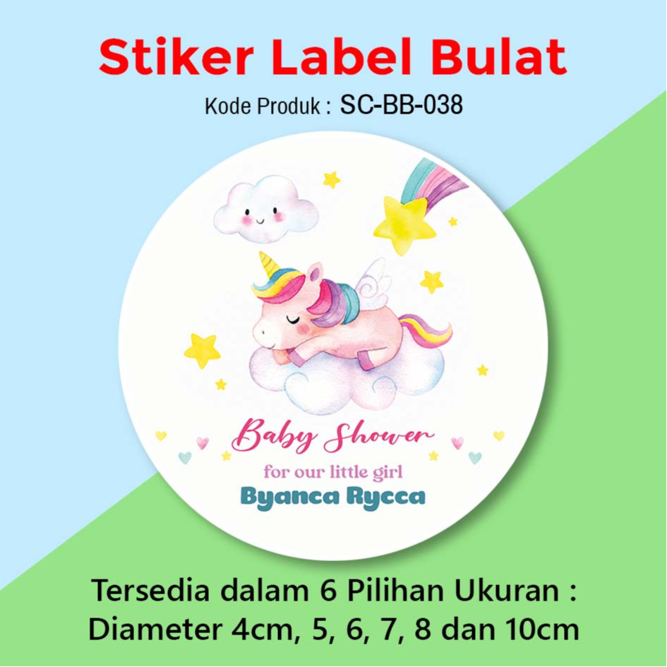 

STIKER LABEL KELAHIRAN STICKER TUMPENG MINI BABY SHOWERS UNICORN SLEEP