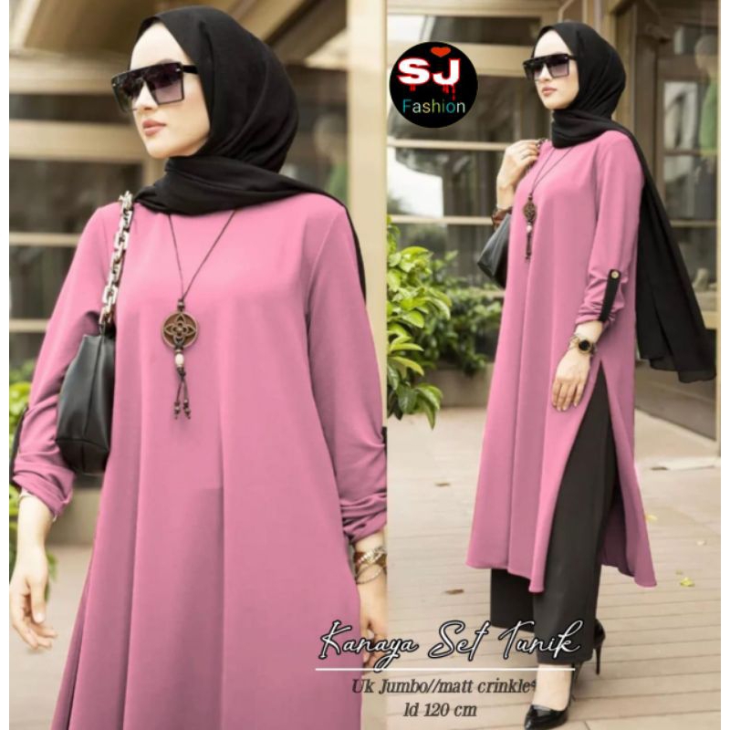 SETELAN LONG TUNIK KOMBI SUPER MEWAH TERLARIS/SETELAN WANITA IMPORT PREMIUM