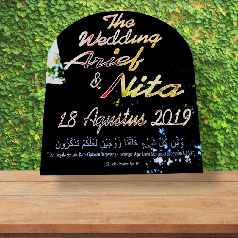 Template mahar atau seserahan pernikahan atau ucapan bahan akrilik