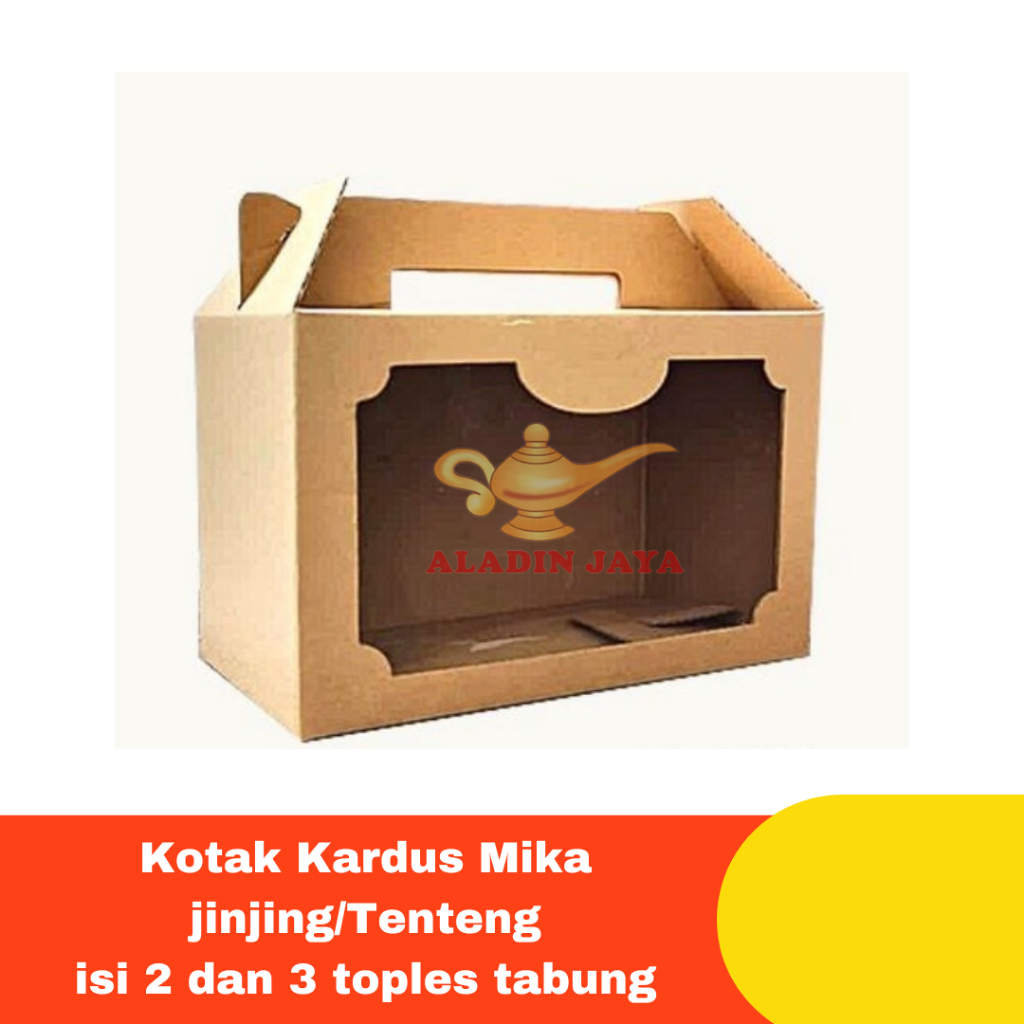 

Kotak Kardus Mika jinjing/Tenteng isi 2 dan 3 toples tabung